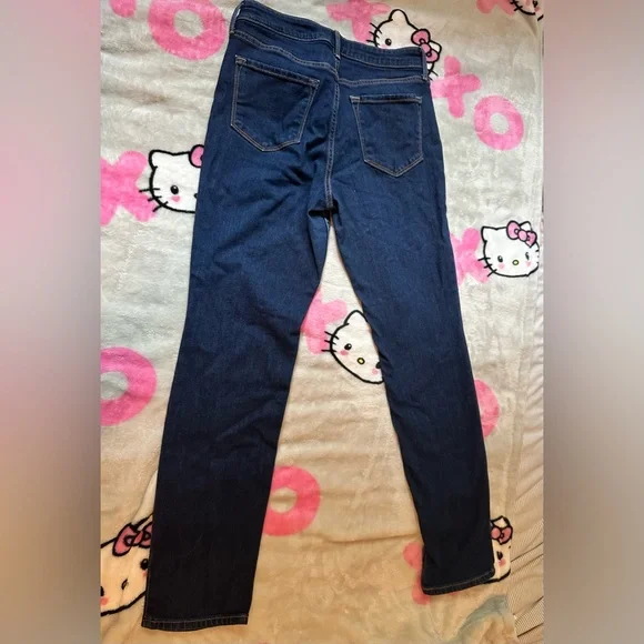 Women’s dark blue denim high rise straight leg jeans from old navy size 6 - Picture 5 of 5